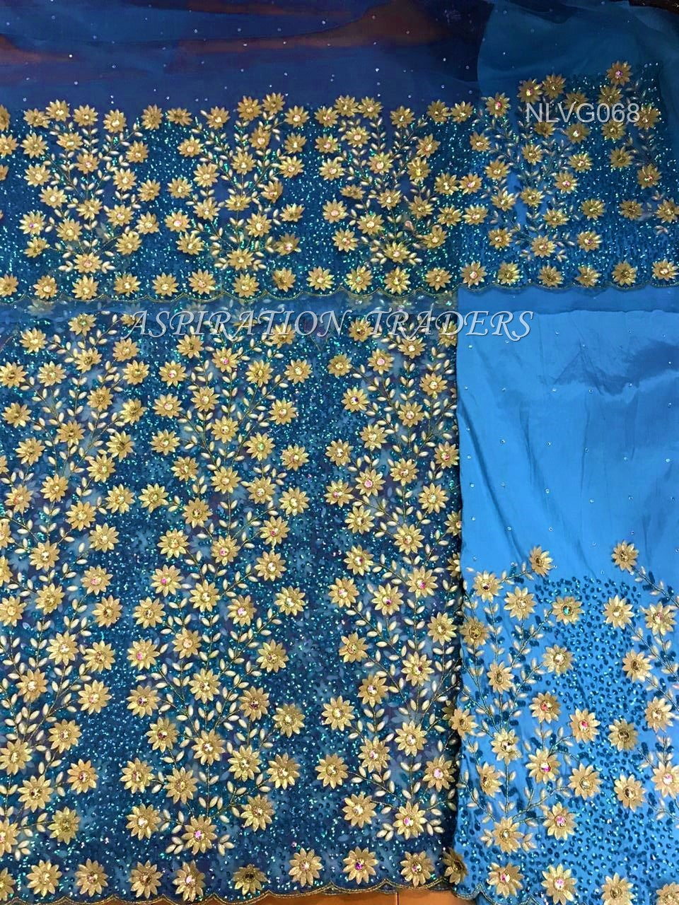 French net lace with aso oke/African couple's clothing/African fashion/wedding suit - NLVG068