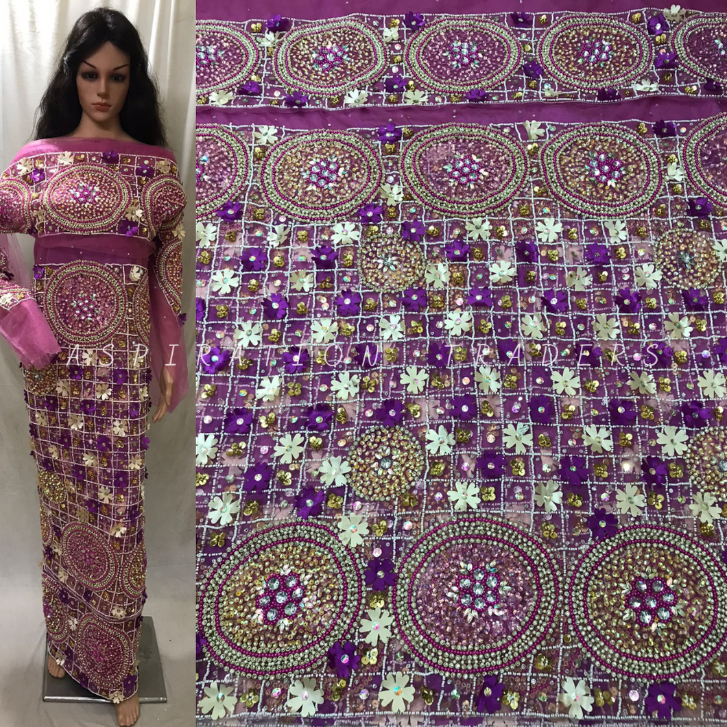 Nigerian Lace Fabrics Wholesale And Retail African High Quality Lace George - NLVG069