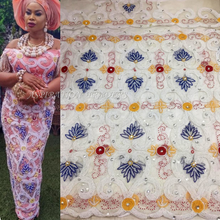 Load image into Gallery viewer, Nigerian luxury latest  India Silk George Wedding Silk Fabric Bridal George - NLVG071
