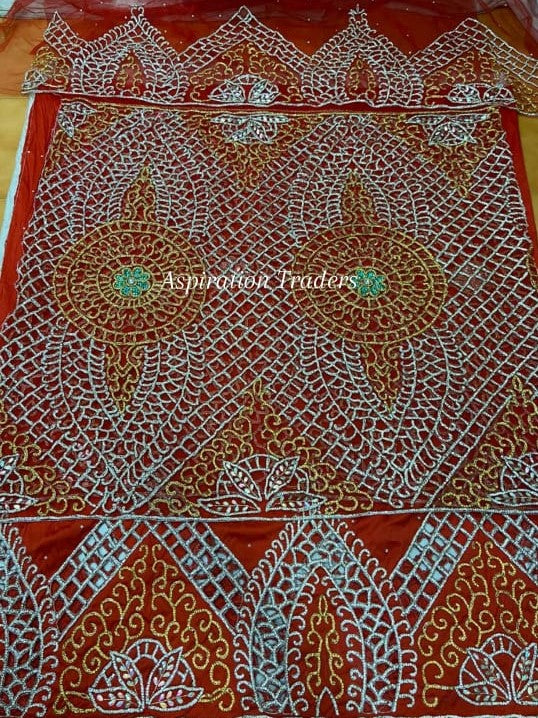 Beautiful Red African High Quality African Wedding Net lace George -