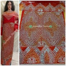 Load image into Gallery viewer, Beautiful Red African High Quality African Wedding Net lace George -
