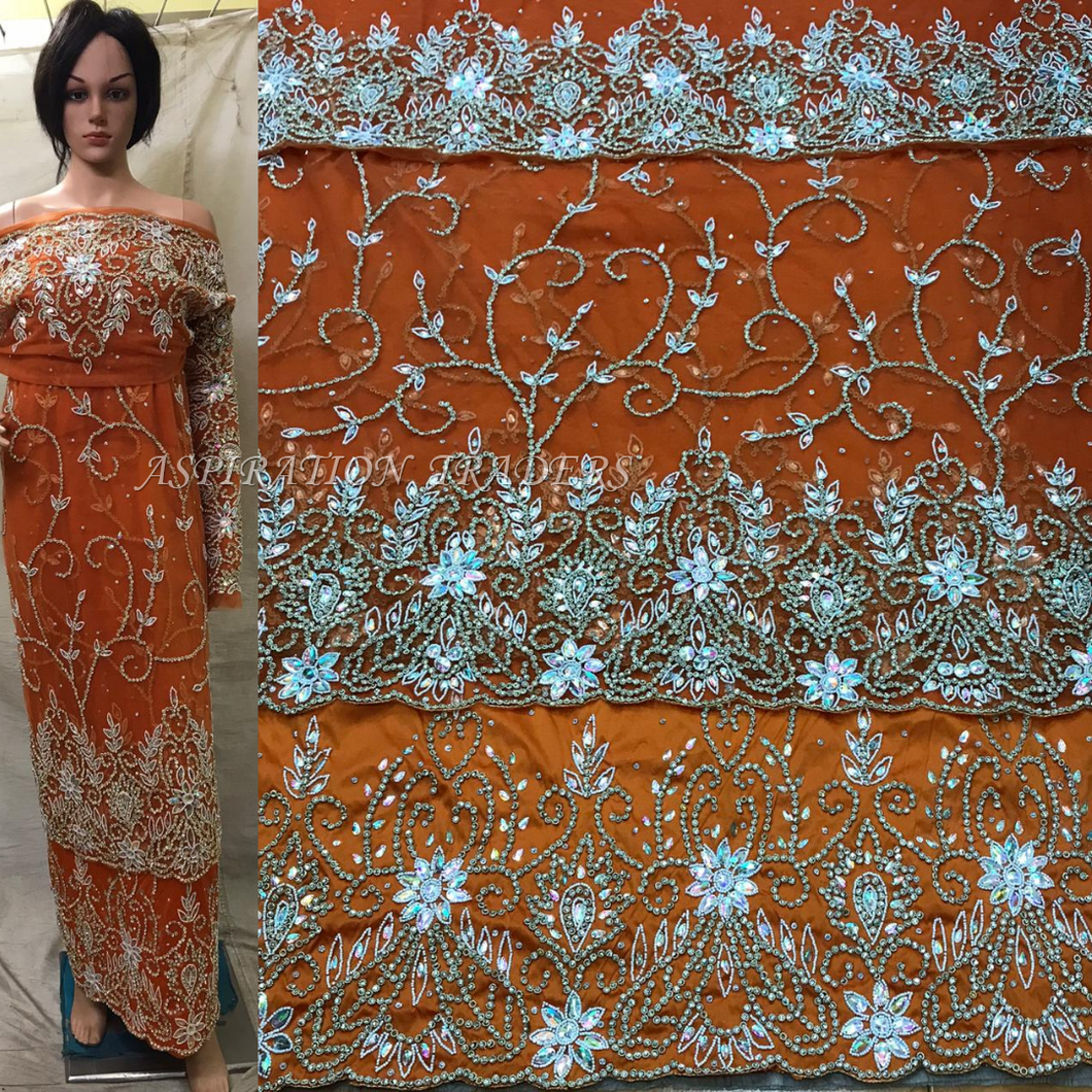 African High Quality African Wedding Net lace designer George - NLVG074