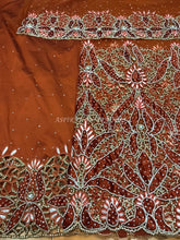 Load image into Gallery viewer, BURNT ORANGE color  Net Lace VIP Indian George Wrapper with blouse - NLVG100
