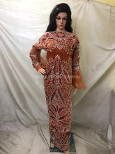 Load image into Gallery viewer, BURNT ORANGE color  Net Lace VIP Indian George Wrapper with blouse - NLVG100
