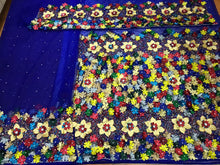 Load image into Gallery viewer, Multicolor 3D Flower Net LaceFully Hand Made VIP George Wrapper set- NLVG105
