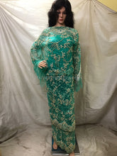 Load image into Gallery viewer, Sea Green Color Over All work Heavy Beaded VIP George Wrapper set- NLVG106
