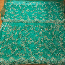 Load image into Gallery viewer, Sea Green Color Over All work Heavy Beaded VIP George Wrapper set- NLVG106
