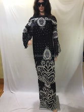 Load image into Gallery viewer, BLACK Net lace white pearl Beaded VIP George Wrapper set - NLVG107
