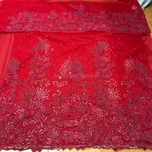 Load image into Gallery viewer, RED color Beautiful Designer Beaded Work VIP George Wrapper set - NLVG108
