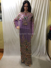 Load image into Gallery viewer, Exclusive Border Design Lilac Color Net African Goegre wrapper set  - NLVG116
