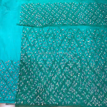 Load image into Gallery viewer, Sea Green African Designer Sequence Beaded George Wrapper Set - NLVG121
