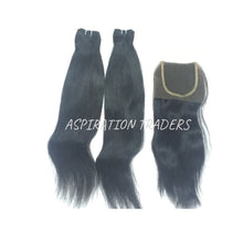 Load image into Gallery viewer, Virgin Straight Hair Extension - 2 Bundles + 1 Closure - Aspiration Traders
