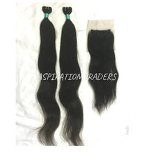 Load image into Gallery viewer, Virgin Straight Hair Extension - 2 Bundles + 1 Closure - Aspiration Traders
