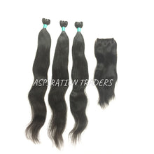 Load image into Gallery viewer, Virgin Natural Straight Hair Extension - 3 Bundles + 1 Closure - Aspiration Traders
