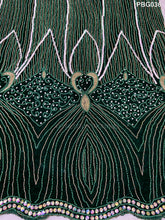 Load image into Gallery viewer, Nigerian Green Pearl Beaded George Wrapper For African Wedding Dresses - PBG036
