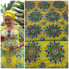Load image into Gallery viewer, Multi sequins beads African High Quality Indian Net lace George - NLVG072
