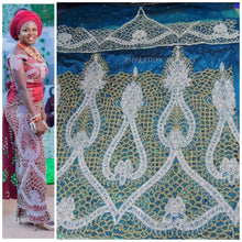 Load image into Gallery viewer, Celebrant Quality Designer hand beaded and crystal stoned George wrapper Nigerian Igbo Traditional wedding - HBDG132
