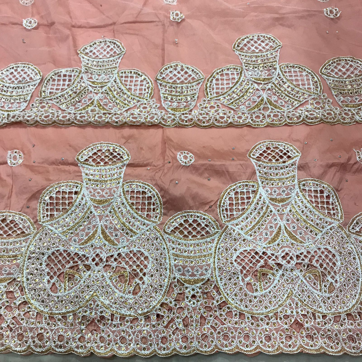 PEACH Color Taffeta Silk Machine Embroidered George with Same blouse - RSG200
