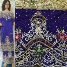 Load image into Gallery viewer, Fushia Pink Heavy Beaded George Fabric With Golden Beaded Blouse- HB063
