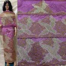 Load image into Gallery viewer, Nigerian traditional George wrapper with Designer Net Lace Blouse- HB136

