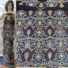 Load image into Gallery viewer, Black Color Nigerian Heavy Beaded George Fabric With Designer Blouse- HB070
