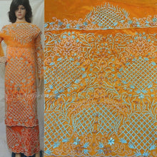 Load image into Gallery viewer, Nigerian 3D Floral Crystal Work George Wrapper With Fancy Blouse- HB147
