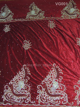Load image into Gallery viewer, Traditional Nigerian Velvet Heavy Beaded George Wrapper With Blouse- VG001
