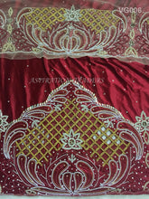 Load image into Gallery viewer, Crystal Beaded Velvet George Wrapper For Nigerian Wedding Attire- VG006
