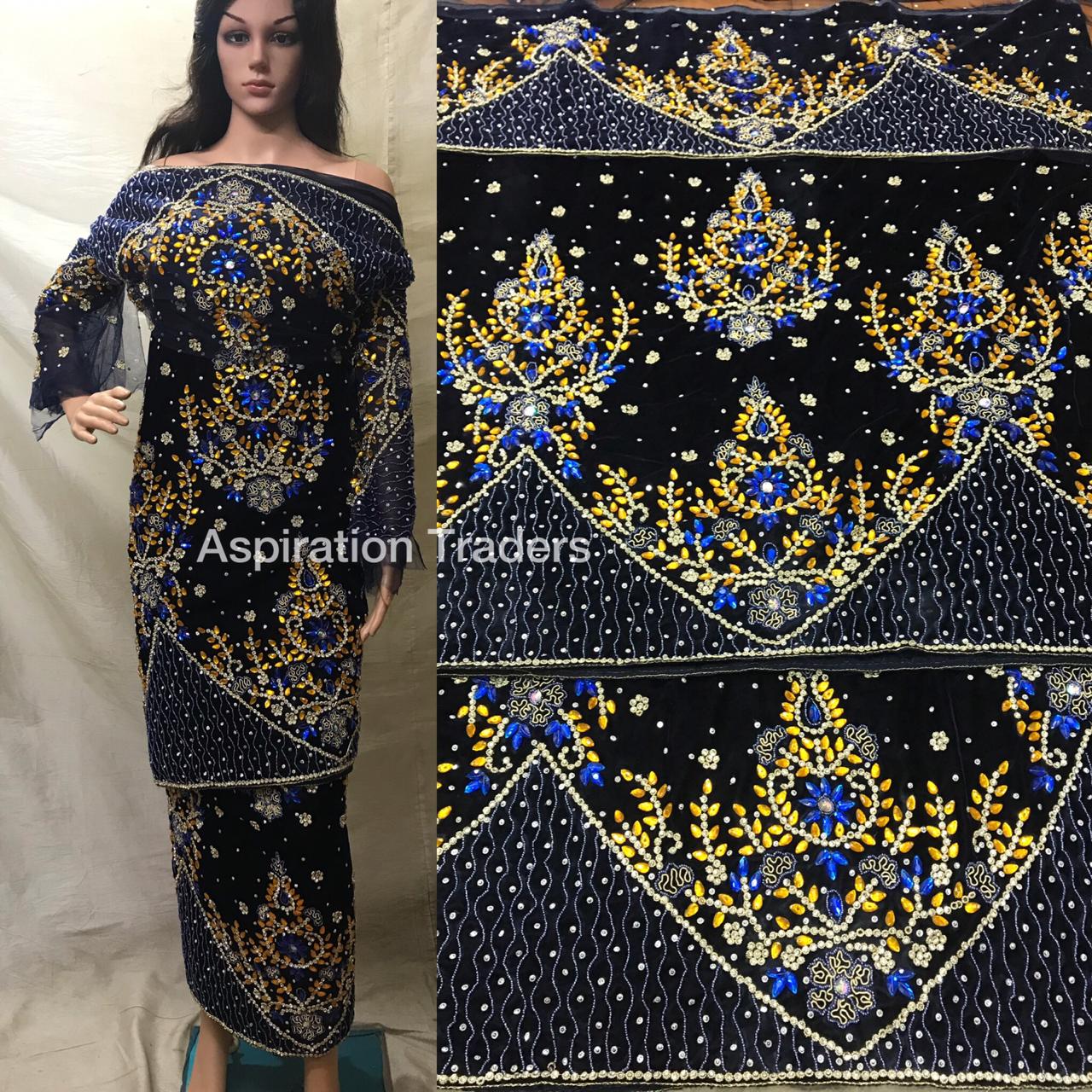 VIP Designer Trending Velvet Heavy Beaded George Wrapper set For Afric ...