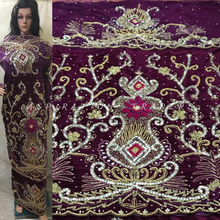 Load image into Gallery viewer, Premium Quality Velvet George Wrapper set with Nice Hand Beaded Work - VG016
