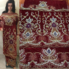Load image into Gallery viewer, Premium Quality Velvet George Wrapper set with Nice Hand Beaded Work - VG016
