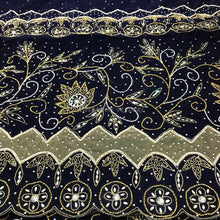 Load image into Gallery viewer, Navy Blue Velvet Fabric Hand work High Grade George Wrapper set at reasonable price - VG017
