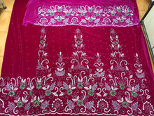 Load image into Gallery viewer, FUSHIA PINK High grade Velvet Heavy Beaded George Wrapper with Net Blouse - VG020
