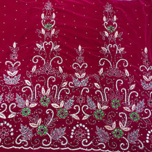 Load image into Gallery viewer, FUSHIA PINK High grade Velvet Heavy Beaded George Wrapper with Net Blouse - VG020
