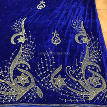 Load image into Gallery viewer, Royal Blue Velvet Fabric Medium Beaded George Wrapper Set - VG021
