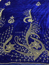 Load image into Gallery viewer, Royal Blue Velvet Fabric Medium Beaded George Wrapper Set - VG021
