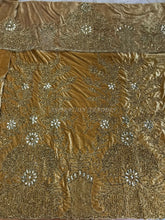 Load image into Gallery viewer, Golden Velvet Fabric African Heavy Beaded Velvet George wrapper set - VG029
