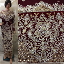Load image into Gallery viewer, Exclusive  Designer Heavily Beaded Velvet Fabric African George wrapper set - VG030
