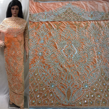Load image into Gallery viewer, Exclusive  Designer Heavily Beaded Velvet Fabric African George wrapper set - VG030
