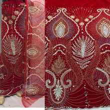 Load image into Gallery viewer, Eclusive Designer Red Color Trending African Wedding Bridal George wrapper set - VG035
