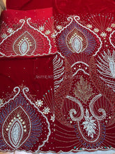 Load image into Gallery viewer, Eclusive Designer Red Color Trending African Wedding Bridal George wrapper set - VG035
