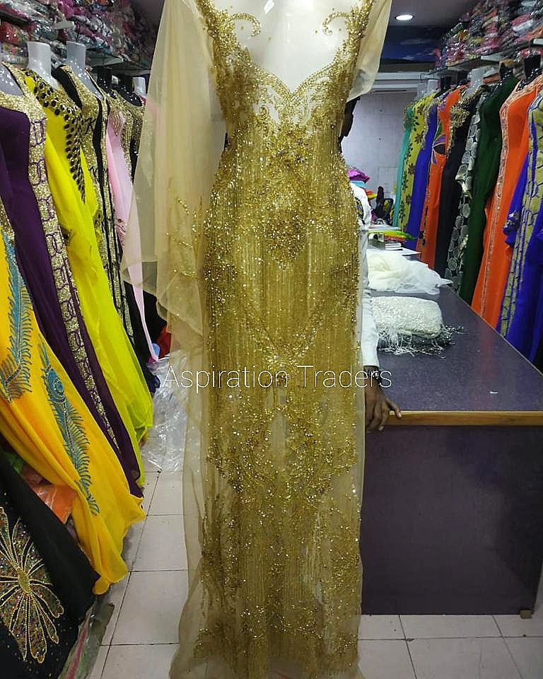 Beautiful Golden Color Back Front Designer Semi Stitched Dress -EG017