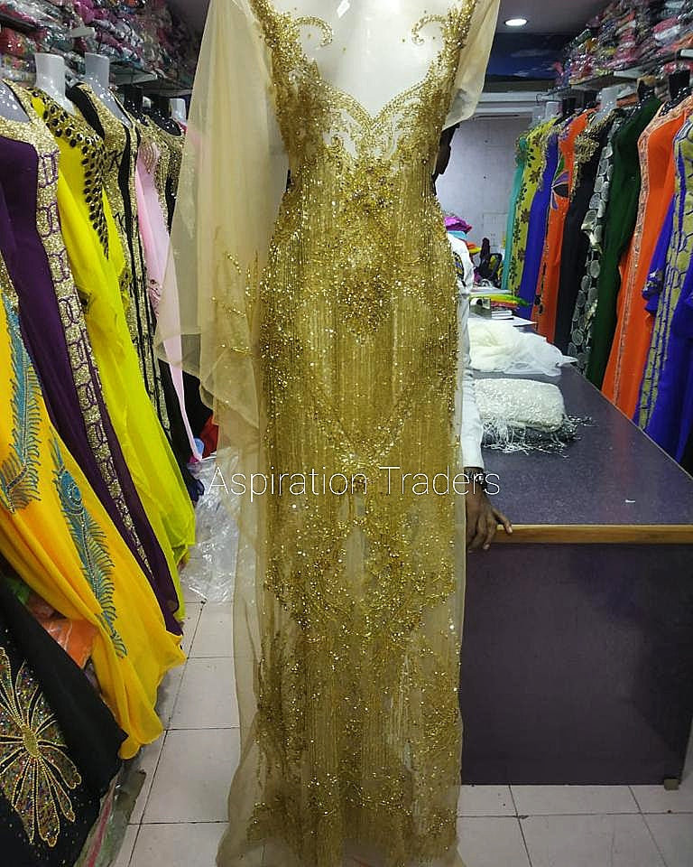 Beautiful Golden Color Back front Designer semi stitched Dress -EG017