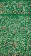 Load and play video in Gallery viewer, New Arrival Nigerian Green 2022 Designer Net George wrapper with Toch of purple Work  - NLDG076
